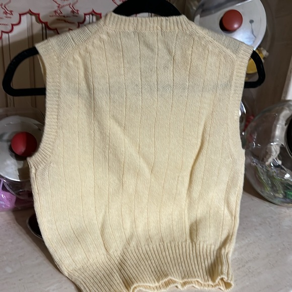 Vintage 80s sweater vest cream 100% Shetland wool brand Hunters Run - Picture 4 of 4